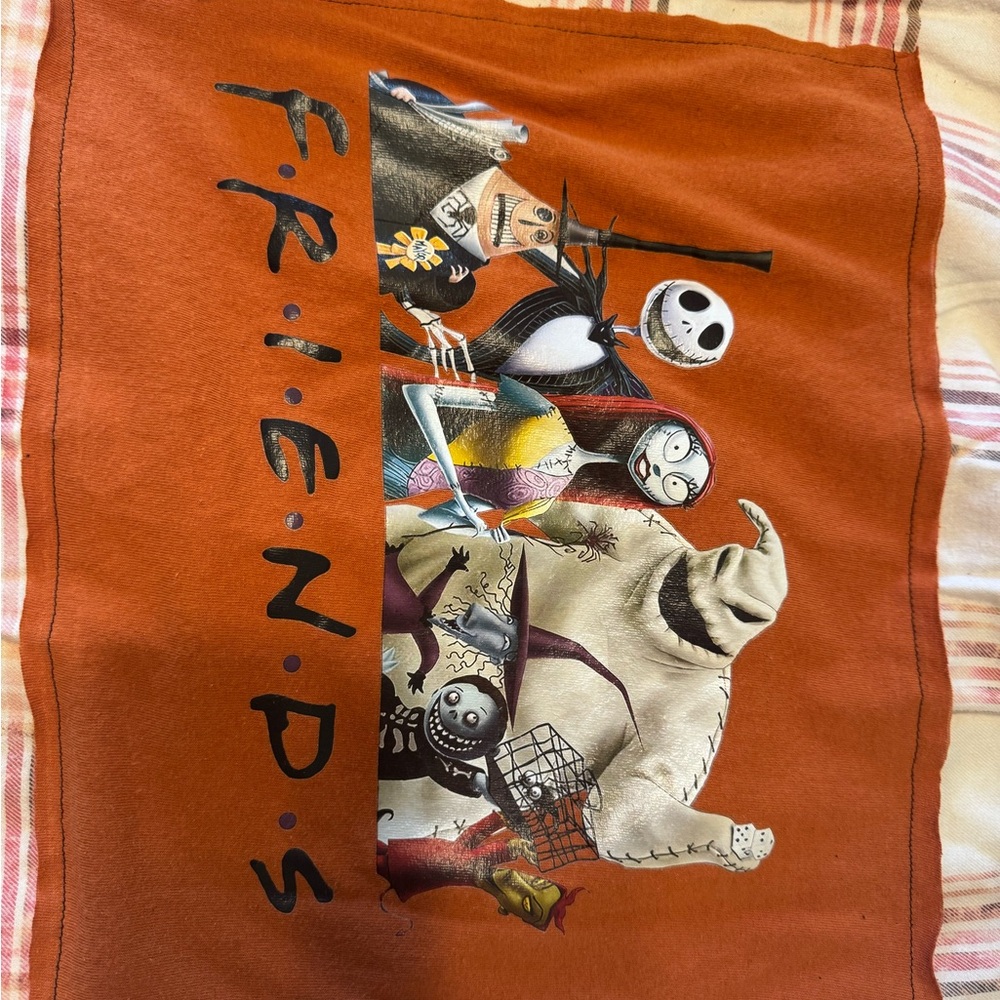 Women's plaid bleached flannel  Jack Skellington Orange brown shirt Xl - Picture 5 of 6